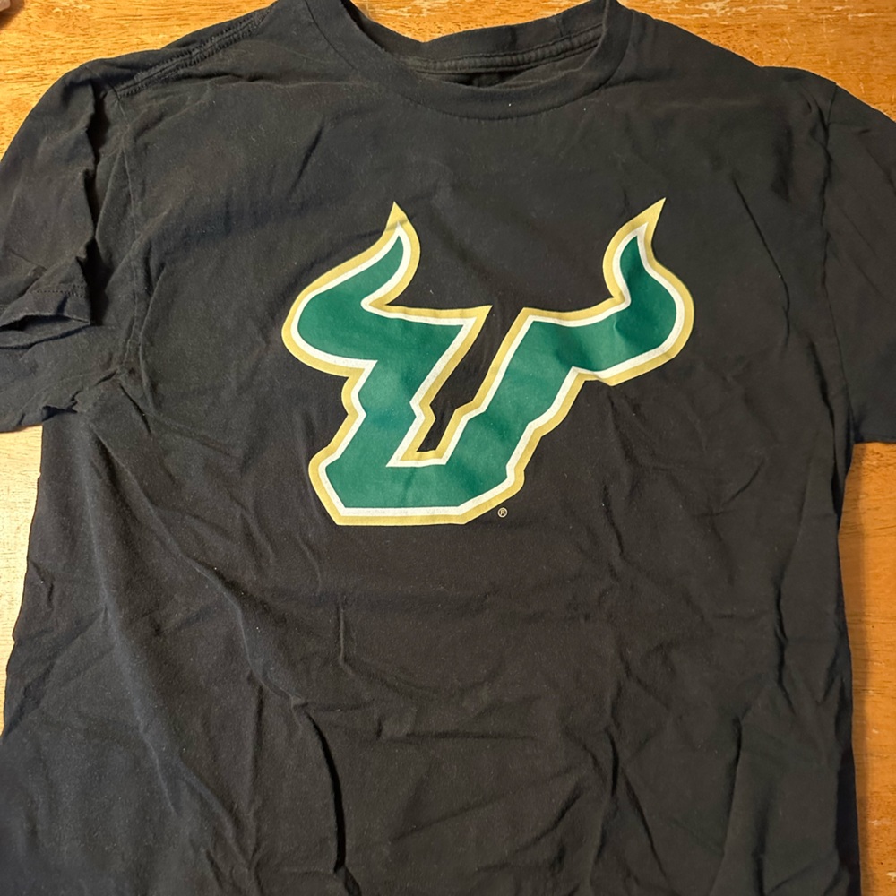 USF bulls Black Tee with bulls Logo